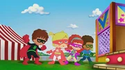 Finn, Zoé, Tanja und Hamid sind heute Superhelden und erleben ein spannendes Abenteuer auf einem Jahrmarkt. Finn, Zoé, Tanja und Hamid sind heute Superhelden und erleben ein spannendes Abenteuer auf einem Jahrmarkt.