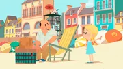 Marie-Hedwig versucht Kioskbesitzer Monsieur Momo abzulenken.