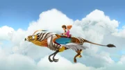 Arthur und Guinevere unternehmen eine Spritztour auf einem königlichen Greifen. Arthur und Guinevere unternehmen eine Spritztour auf einem königlichen Greifen.