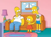 Nach dem Sturz von einer Klippe, verliert Mr. Burns (r.) sein Ged&auml;chtnis. Lisa (M.) beschlie&szlig;t, ihm zu helfen, wovon Homer (l.) alles andere als begeistert ist ...