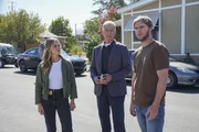 (v.l.n.r.) Ellie Bishop (Emily Wickersham); Leroy Jethro Gibbs (Mark Harmon); Peter Buck (Cliff Chamberlain)