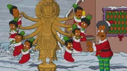 Apu (r.) feiert Weihnachten im verschneiten Springfield auf seine eigene Art und huldigt seinen indischen Wurzeln mit einer weihnachtlichen Version der achtarmigen G&ouml;ttin Shiva ...