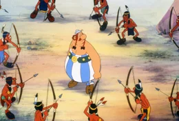 Obelix wird von den Indianern umzingelt.