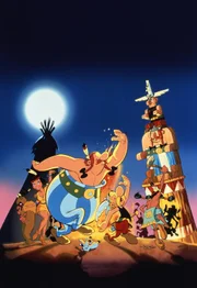 (V.li.) Obelix, Idefix und Asterix folgen den Druiden in eine neue Welt.