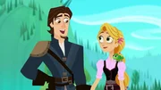 L-R: Eugene, Princess Rapunzel, Pascal