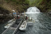 Dustin Hurt with the dredge at Rainbows End