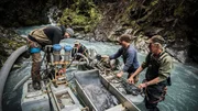 Dustin’s Team check out the damage to the dredge at Rockfall Ravine Dustin’s Team check out the damage to the dredge at Rockfall Ravine