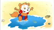 Bobo spielt mit einem Krebs am Strand und planscht mit Mama in den Wellen. Bobo spielt mit einem Krebs am Strand und planscht mit Mama in den Wellen.