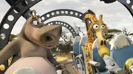 Nilpferd Gloria und Giraffe Melman nach der Bruchlandung in Afrika