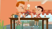 Chlodwig und Nick fischen die Hummer aus dem Hotelaquarium.