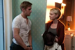 Ryan Gosling (Driver), Carey Mulligan (Irene).