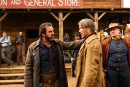 Corsican (&Eacute;ric Cantona, l.) will Jon (Mads Mikkelsen, m.) gut zureden