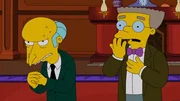 Mr. Burns (l.) schenkt seinen Mitarbeitern zu Weihnachten eine hypermoderne Datenbrille, allerdings nicht ohne Hintergedanken. Ob sein Assistent Waylon Smithers (r.) davon wei&szlig;?