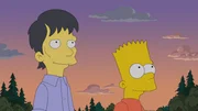 Barts (r.) neuer Mitsch&uuml;ler Diggs (l.) hat sich der Falknerei als Hobby verschrieben und ist auch sonst ganz anders als die &uuml;brigen Freunde von Bart. Nichtsdestotrotz - oder vielleicht gerade deshalb - ist Bart fasziniert von dem Jungen und freundet sich mit ihm an ...
