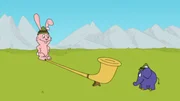 Hase und Elefant spielen ein Alpenhorn. Hase und Elefant spielen ein Alpenhorn.