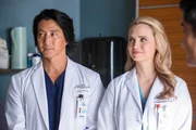 L-R: Dr. Alex Park (Will Yun Lee) and Dr. Morgan Reznick (Fiona Gubelmann) L-R: Dr. Alex Park (Will Yun Lee) and Dr. Morgan Reznick (Fiona Gubelmann)
