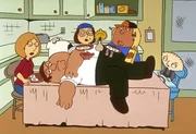 Nach einer feucht-fr&ouml;hlichen Party ist Peter (vorne) am n&auml;chsten Tag total verkatert und schl&auml;ft auf dem K&uuml;chentisch.
