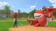 Julios und Jett (r.) gehen sofort auf das Baseballfeld, um den neuen Schl&auml;ger auszuprobieren.