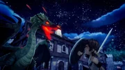 Arthur stellt sich dem gefährlichen Lindwurm. Arthur stellt sich dem gefährlichen Lindwurm.
