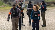 Kriminalhauptkommissarin Louma Shapiro (Marie-Lou Sellem, vorne re.) und ihr  Kollege Pierre Didier (Miguel Francisco, li.) sind Antwerpens ber&uuml;chtigte Ermittler.