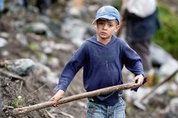 Die Kinder in der Region arbeiten schon fr&uuml;h mit auf dem Feld.