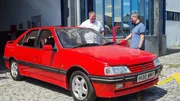 Mike and seller looking at Peugeot 405. Mike and seller looking at Peugeot 405.