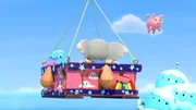 Mamfie, Takolo und Pinkie machen einen Ausflug mit Herrn Scherensens Ballon-Luftschiff. Mamfie, Takolo und Pinkie machen einen Ausflug mit Herrn Scherensens Ballon-Luftschiff.