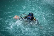 Carlos Minor dives at Rockfall Ravine Carlos Minor dives at Rockfall Ravine
