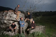 Los Angeles, California. The stars of Animal Planet's new show, 'Catch and Release'. Pictured is (L-R) Terry Schappert, Matt Graham, John Hudson, Jake Zweig, and Tom Moore.