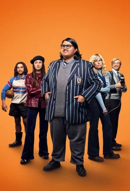 Plakatmotiv zum Film mit den Hauptdarstellern: Von links: James Rolleston, Erana James, Julian Dennison, Minnie Driver und Rhys Darby