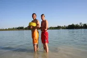 Willi mit Wasserwachtler Sascha am Langwieder See bei M&uuml;nchen.