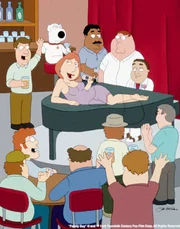 (v.l.n.r.) Brian Griffin; Lois Griffin; Cleveland Brown; Peter Griffin