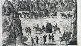 Kupferstich von der inszenierten Entf&uuml;hrung Luthers auf die Wartburg am 4. Mai 1521