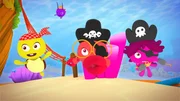 Tuts, Spotti, Fin und Maari (von links nach rechts) erobern als Piraten das Riff. Tuts, Spotti, Fin und Maari (von links nach rechts) erobern als Piraten das Riff.