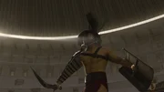 Ein römischer Gladiator, bereit zum Kampf im Kolosseum von Rom. Ein römischer Gladiator, bereit zum Kampf im Kolosseum von Rom.