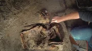 Ein am antiken Strand von Herculaneum gefundenes Skelett. Ein am antiken Strand von Herculaneum gefundenes Skelett.