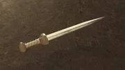 CGI des Schwertes mit Elfenbeingriff, das zusammen mit dem in Herculaneum geborgenen Skelett gefunden wurde. CGI des Schwertes mit Elfenbeingriff, das zusammen mit dem in Herculaneum geborgenen Skelett gefunden wurde.