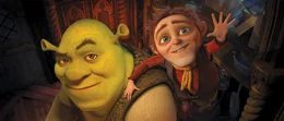 Shrek (l.) hat den Wunsch, sich mal wieder wie ein richtiger Oger zu f&uuml;hlen und l&auml;sst sich dazu &uuml;berreden, einen Pakt mit dem wortgewandten Rumpelstilzchen (r.) zu schlie&szlig;en.