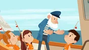 Otto, Isabell und Nick sind begeistert. Der alte Fischer hat viel Seemannsgarn zu spinnen. Otto, Isabell und Nick sind begeistert. Der alte Fischer hat viel Seemannsgarn zu spinnen.
