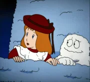 Alice f&uuml;hlt sich in den watteweichen Sch&auml;fchenwolken sehr wohl, doch der Wolkenschieber erkl&auml;rt ist, dass es auch gef&auml;hrliche Wolken gibt.