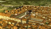 CGI-Rendering der riesigen antiken Stadt Pompeji, Italien, einschlie&szlig;lich des Forums und der H&auml;user.