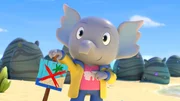 Damit die Schildkröten am Strand von Funkelland ungestört ihre Eier ablegen können, stellt Mamfie Schilder auf. Damit die Schildkröten am Strand von Funkelland ungestört ihre Eier ablegen können, stellt Mamfie Schilder auf.