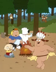 (v.l.n.r.) Stewie, Chris, Brian und Peter verbringen eine dubiose Nacht draußen am Lagerfeuer. (v.l.n.r.) Stewie, Chris, Brian und Peter verbringen eine dubiose Nacht draußen am Lagerfeuer.