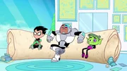v.li.: Robin, Cyborg, Beast Boy