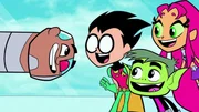 v.li.: Cyborg, Robin, Beast Boy, Starfire