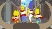 In gro&szlig;er Gefahr: Lisa (l.), Homer (2.v.l.), Maggie (M.), Marge (2.v.r.) und Bart (r.) ...