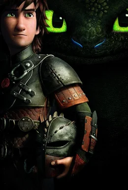 DRACHENZ&Auml;HMEN LEICHT GEMACHT 2 - Artwork - Hicks (l.) liebt es, mit seinem Drachen Ohnezahn (r.) die gro&szlig;e weite Welt zu erforschen. Doch als der Wikinger Drago Blutfaust nicht nur die Bewohner der Insel Berk, sondern auch deren Drachen bedroht, m&uuml;ssen die beiden handeln ...