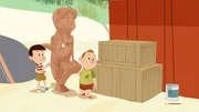 Nick und Otto haben eine hölzerne Meerjungfrau gefunden. Nick und Otto haben eine hölzerne Meerjungfrau gefunden.