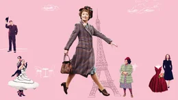 v.li.: Archie (Jason Isaacs), Andr&eacute; Fauvel (Lucas Bravo), Natascha (Alba Baptista), Ada Harris (Lesley Manville), Violet Butterfield (Ellen Thomas), Claudine Colbert (Isabelle Huppert)