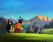 Yakari trifft einen alten Bison, der sich von seiner Herde abgesetzt hat, weil er meint, dass sein letzter Tag gekommen sei. Yakari trifft einen alten Bison, der sich von seiner Herde abgesetzt hat, weil er meint, dass sein letzter Tag gekommen sei.